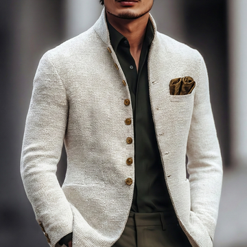 Men's Linen Cardigan Shawl Collar