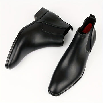 Men's Croc-Embossed Dress Chelsea Boots with Pointed Toe and Pull Tab