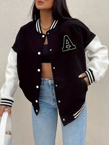 Women's Varsity Bomber Jacket Oversized Fit