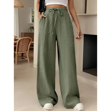 Women's Linen Wide Leg Trousers Relaxed Fit