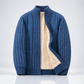 Men's Cashmere Cardigan Fleece-Lined