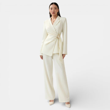 Women's Suit Wrap Blazer Wide Leg Trousers