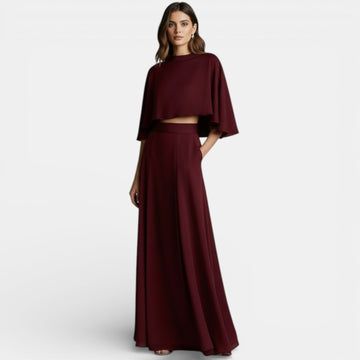 Women's Two-Piece Set Cape Top Maxi Skirt