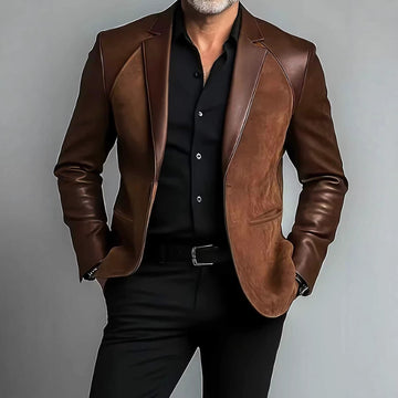 Men's Single-Breasted Blazer with Contrast Panels