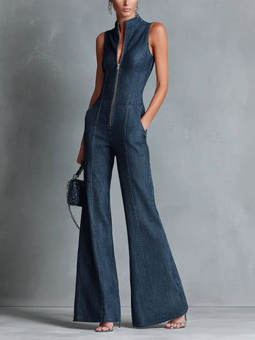 Women's Denim Wide Leg Jumpsuit