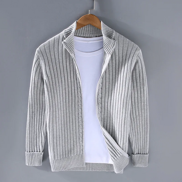 Men's Ribbed Cardigan Relaxed Fit Stand Collar
