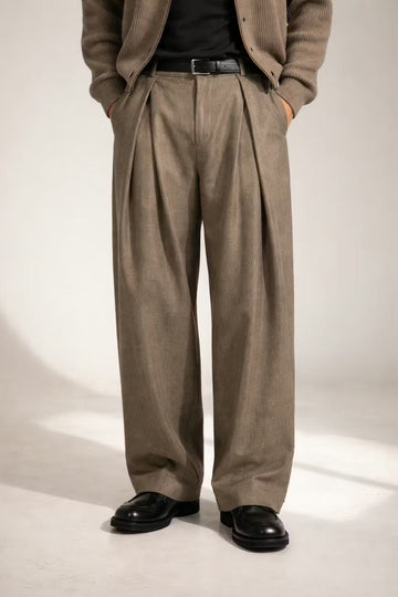 Men's Wide Leg Trousers Pleated