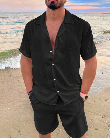 Men's Two-Piece Set Camp Collar