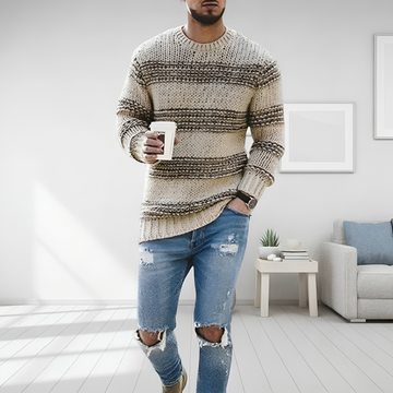 Men's Striped Sweater Crew Neck