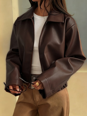 Women's Leather Bomber Jacket