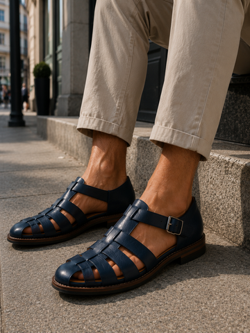 Men's Leather Sandals Closed-Toe