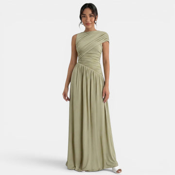 Women's Maxi Dress Ruched Asymmetric Neckline