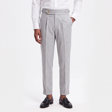 Men's Linen Double Pleat Trousers Tapered Fit