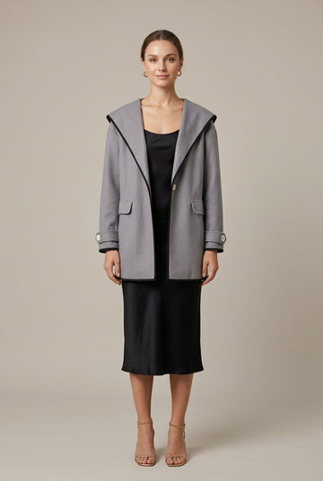 Women's One Buttoned Fleece Hooded Jacket