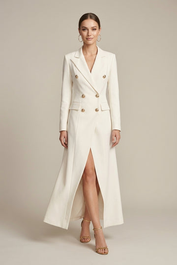 Women's Double-Breasted Longline Overcoat
