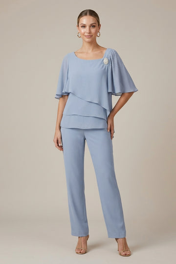 Women's Chiffon Two-Piece Set Asymmetric Overlay