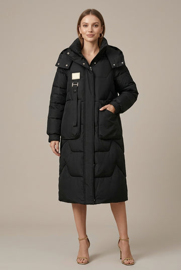 Women's Longline Puffer Jacket Hooded
