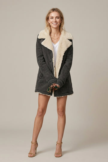 Women's Denim Jacket Sherpa Collar Relaxed Fit