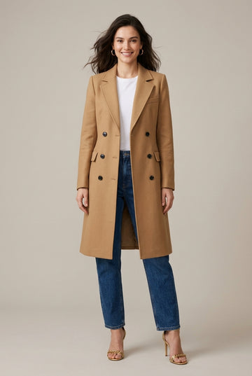 Women's Longline Blazer Single Breasted Notch Lapel