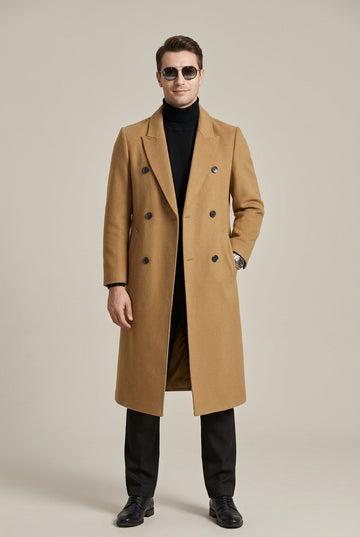 Men's Blend Overcoat Double-Breasted