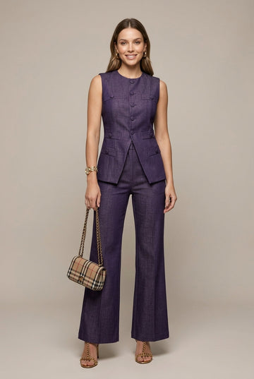 Women's Two-Piece Set Sleeveless Waistcoat Wide Leg Trousers