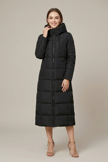 Women's Hooded Mock Puffer Jacket Longline