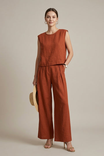 Women's Linen Two-Piece Set Relaxed Fit
