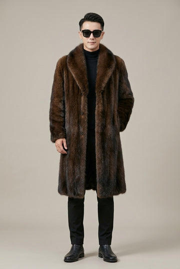 Men's Faux Fur Overcoat Notch Lapel