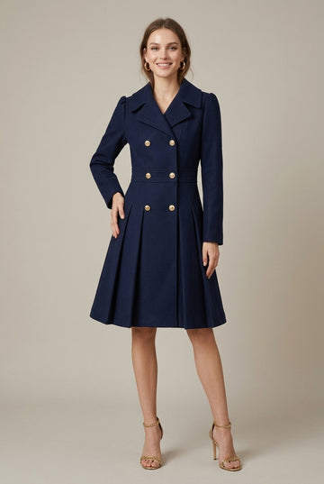 Women's Wool Coat A-Line Double Breasted