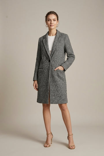 Women's Houndstooth Overcoat