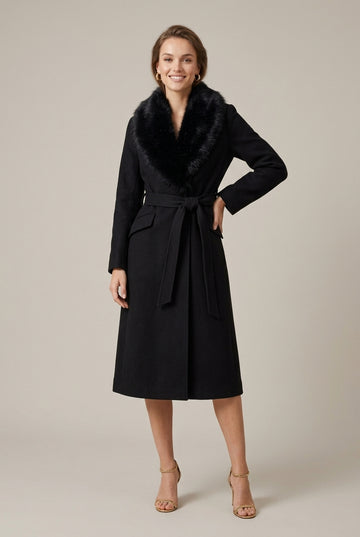 Women's Wool Overcoat Faux Fur Collar