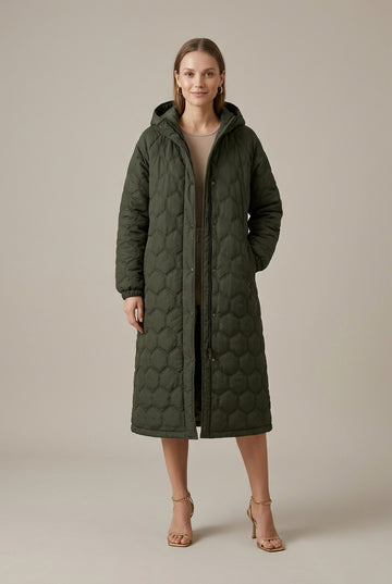 Women's Long Plaid Hooded Coat Fluffy