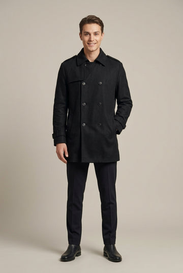Men's Trench Coat Double-Breasted Notch Collar