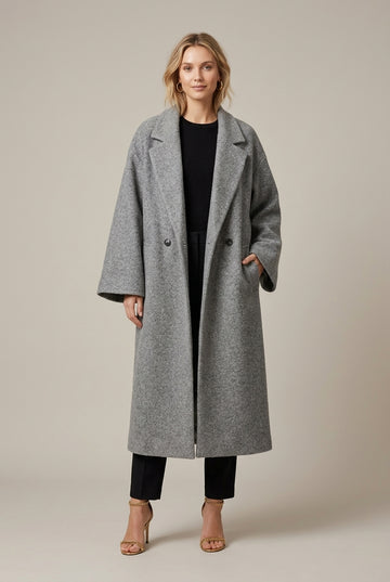 Women's Effortless Oversized Longline Winter Coat Double Breasted