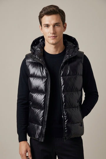 Men's Metallic Padded Hooded Vest