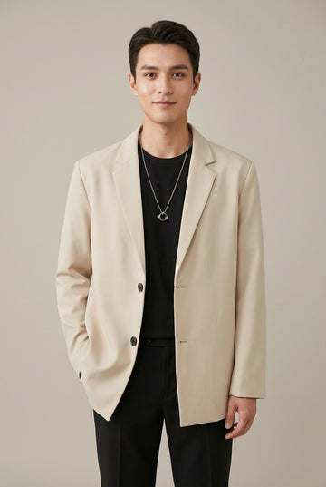 Men's Single-Breasted Blazer with Notch Lapel