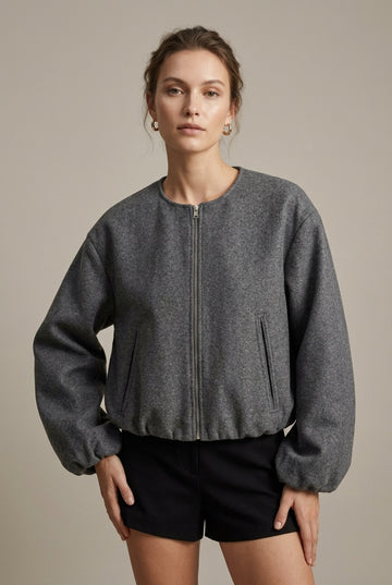 Women's Fleece Bomber Jacket Relaxed Fit