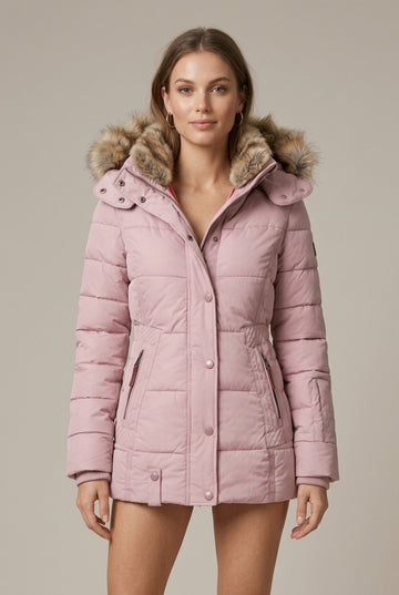 Women's Puffer Jacket Faux Fur Hood