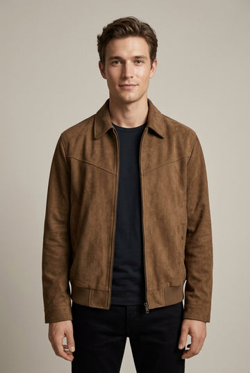 Men's Suede Bomber Jacket