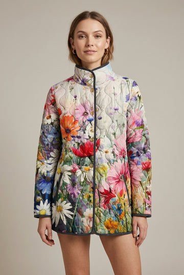 Women's Mock Floral Puffer Jacket