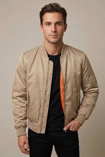 Men's Nylon Bomber Jacket Relaxed Fit