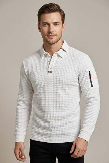Men's Long Sleeves Quilted Polo