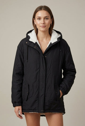 Women's Hooded Parka Faux Fur Lined Relaxed Fit