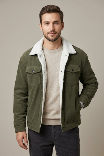 Men's Corduroy Sherpa-Lined Jacket