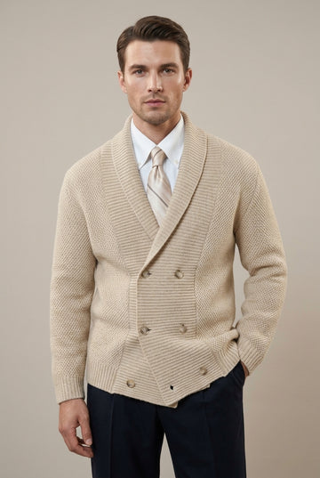 Men's Cardigan Double Breasted Shawl Collar
