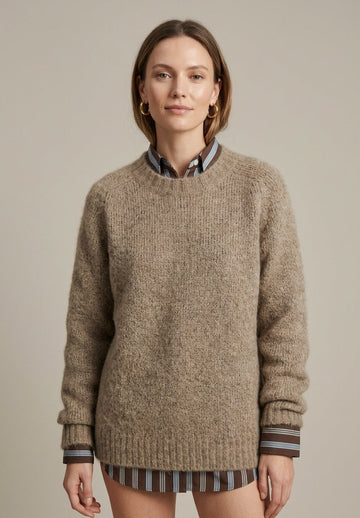 Women's Ribbed Sweater V-Neck Relaxed Fit