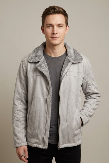 Men's Fleece-Collar Zip Jacket