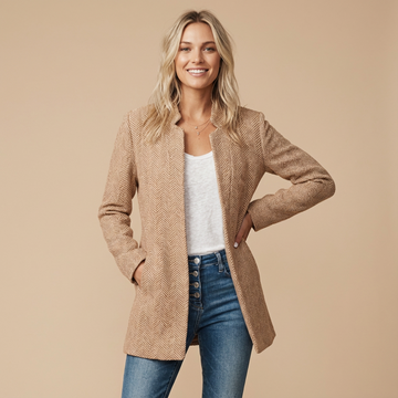 Women's Herringbone Long Blazer