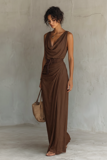 Women's Maxi Dress Cowl Neck