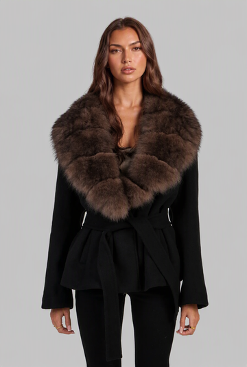 Women's Wool Coat Fur Collar